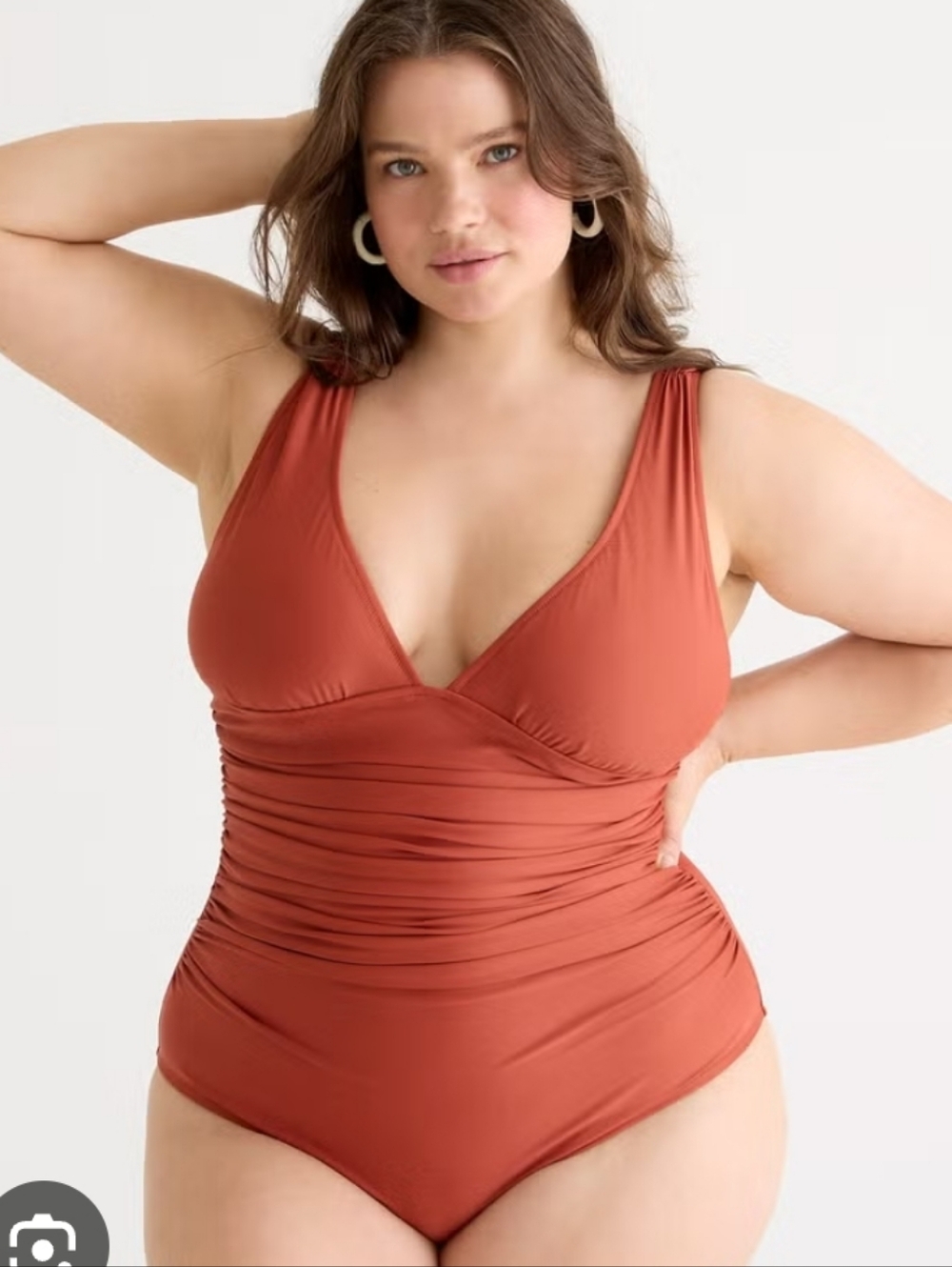 J Crew Ruched One-Piece Swimsuit in Terracotta Size 8 NWOT